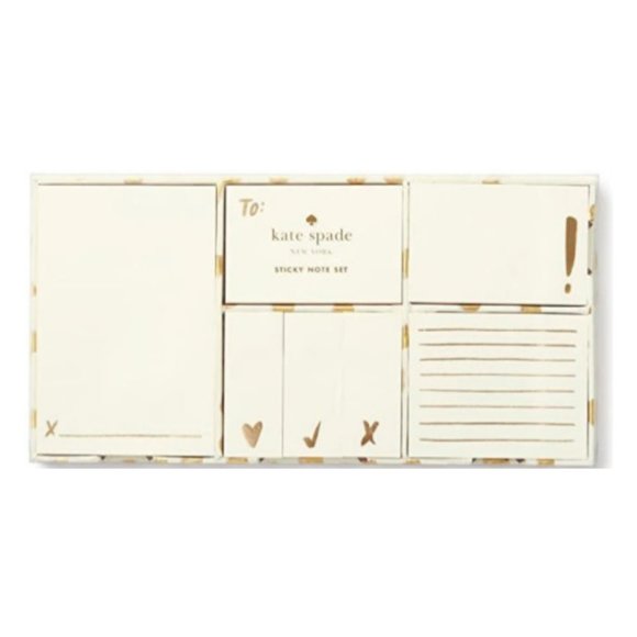 Kate Spade Gold & White Adhesive Note Set